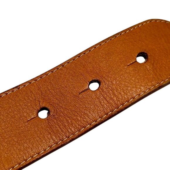 Christian DIOR Cognac Brown Leather D Charm Saddle Belt 85 cm Auth US Medium